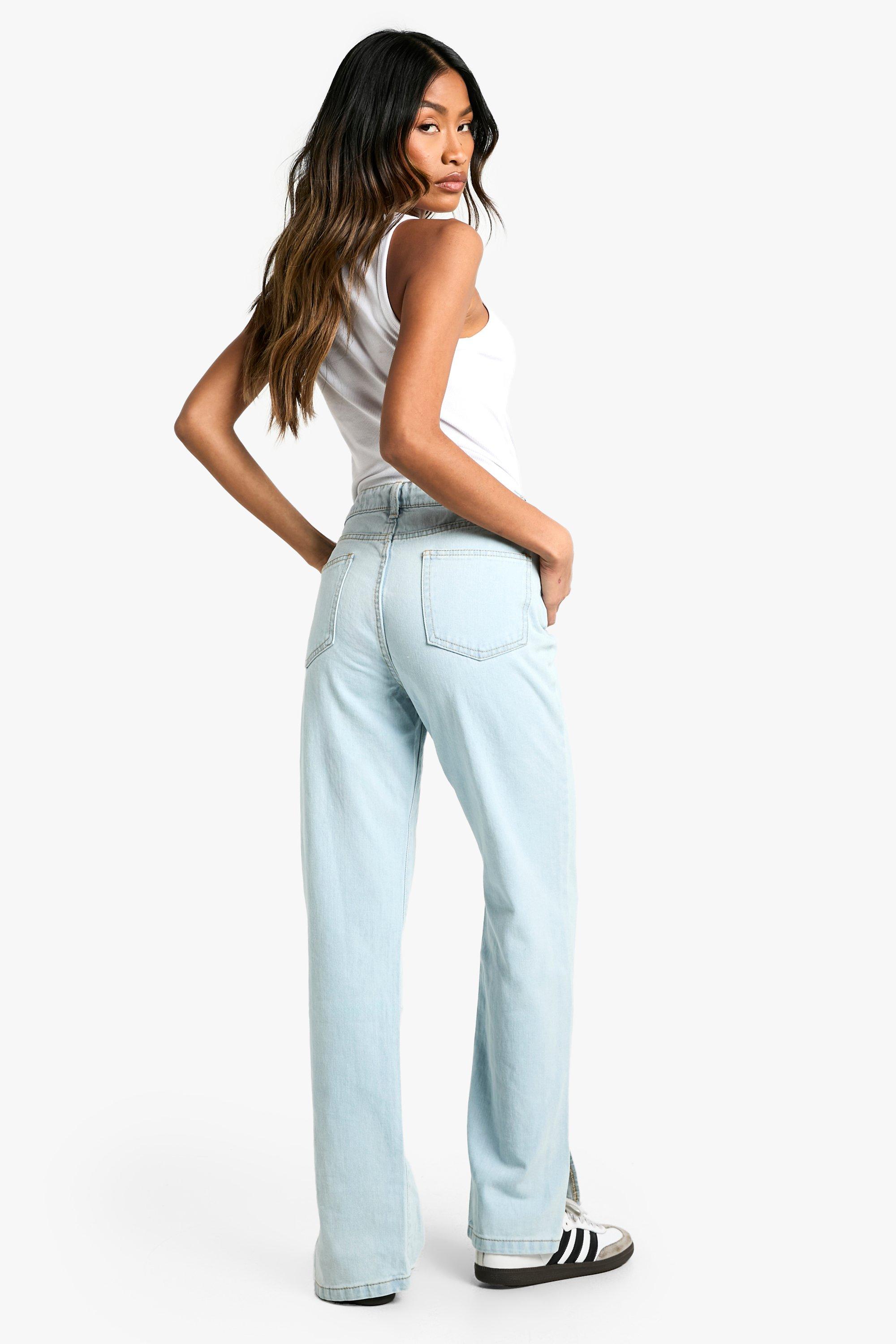 Straight leg split jeans sale